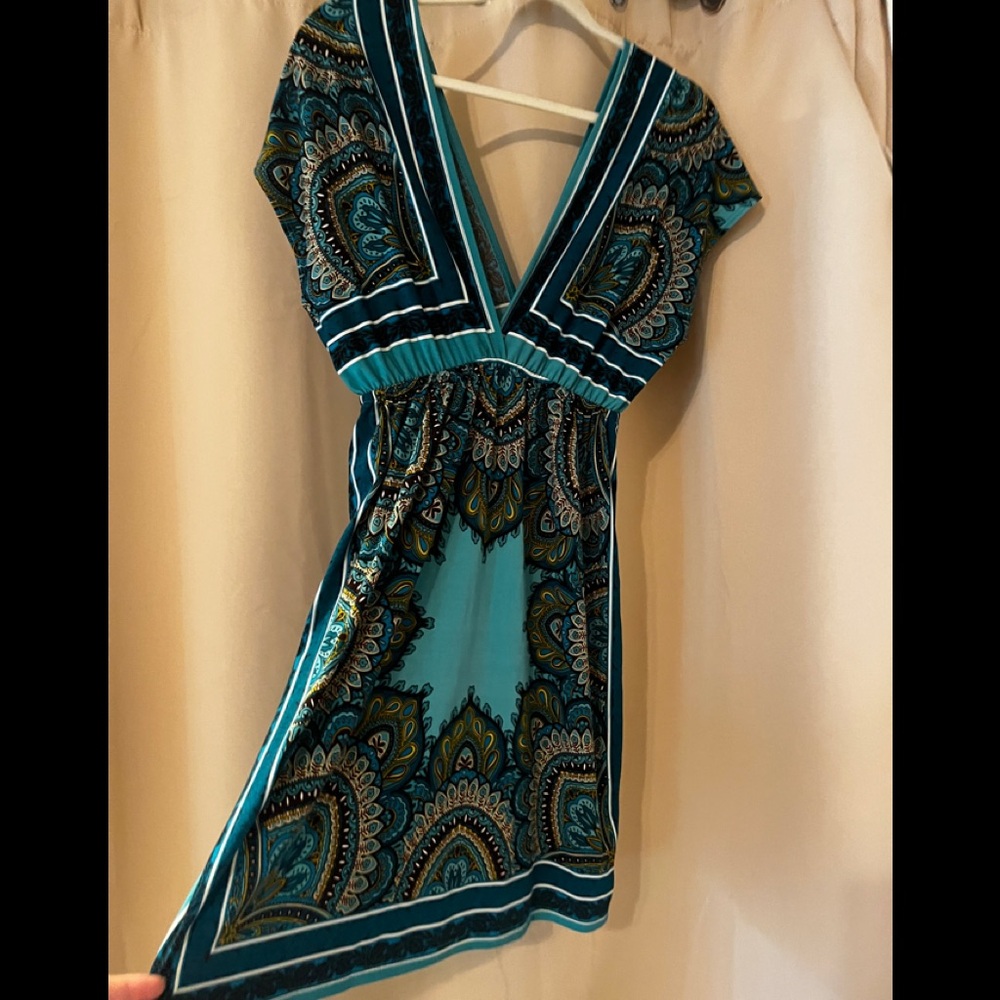 Grecian style deep V neck dress